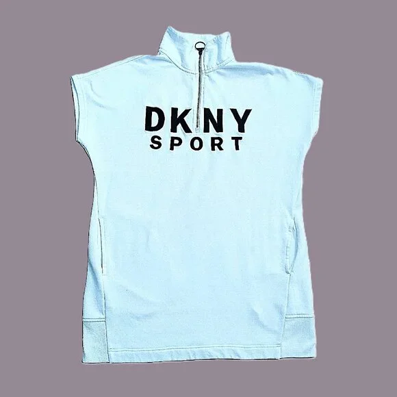 DKNY Sport Quarter-Zip Logo Dress. Size M - Picture 2 of 12